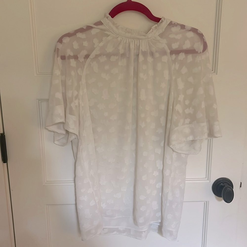 Off-white Anthropologie short-sleeve sheer blouse size Medium